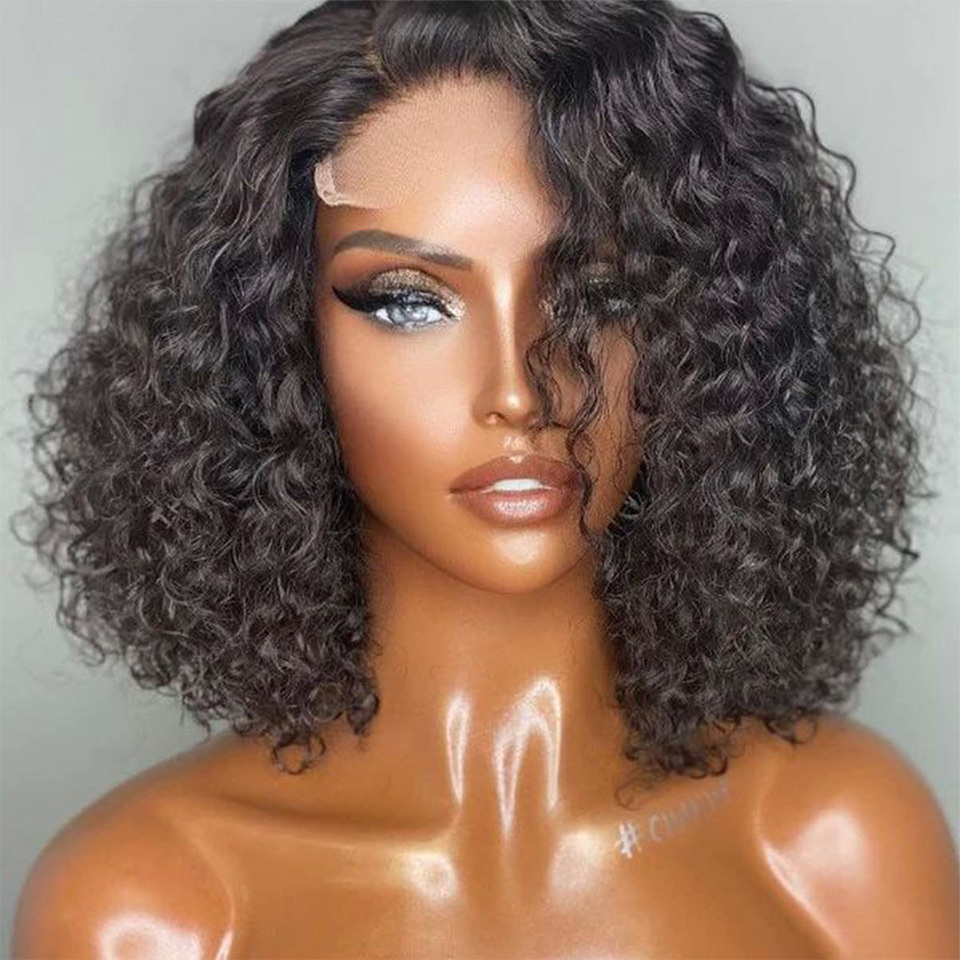 Deep Curly 5x5 13x4 Glueless Pixie Cut Wig Side Part Wig