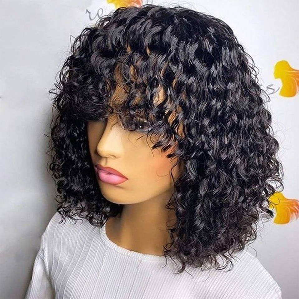 Mscoco Hair Short Water Wave Wig 150% Density