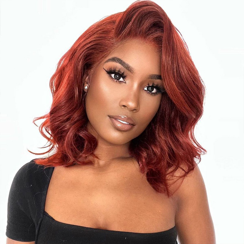 Reddish Brown Barrel Curls Wig Short Wigs 5x5 13x4 HD Lace Wig