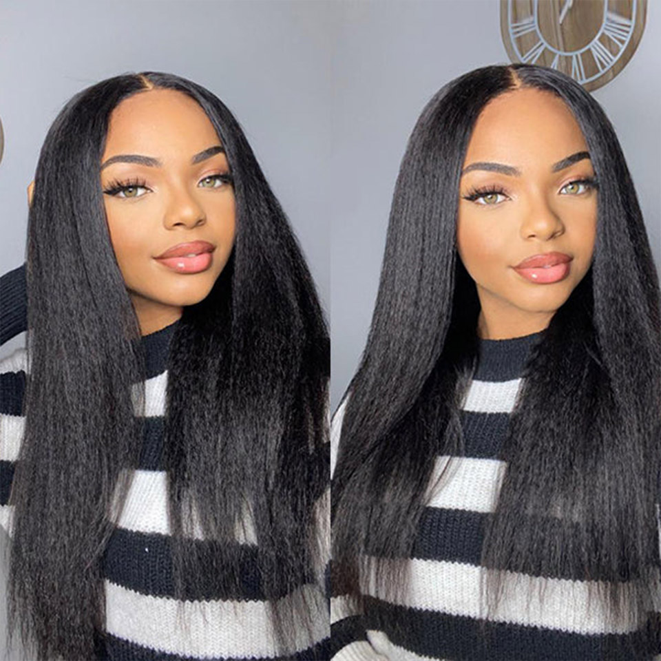 Throw On And Go Kinky Straight Hair Glueless 5x5 HD Lace Wig